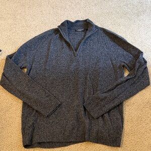 Lockhart Fine Cashmere Men's Blue Zip-Up Sweater Size Large
